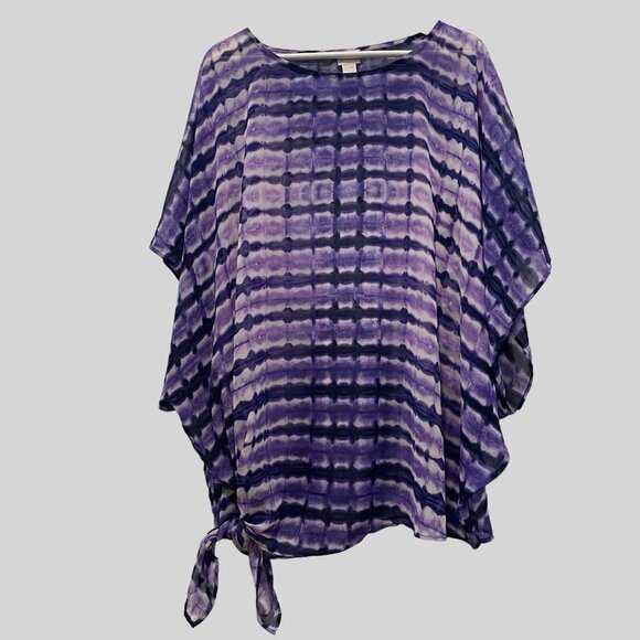 Chico's Tops - Chico’s Top Womens Medium Purple Tie Dye Sheer Poncho Flowy Lightweight Beach